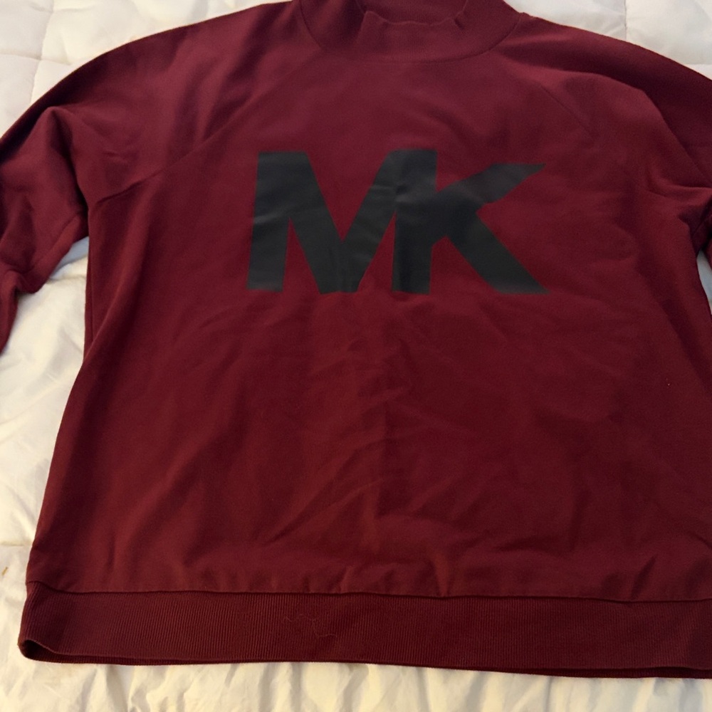 Michael Kors women Burgundy Crewneck Sweatshirt with Black MK Logo
